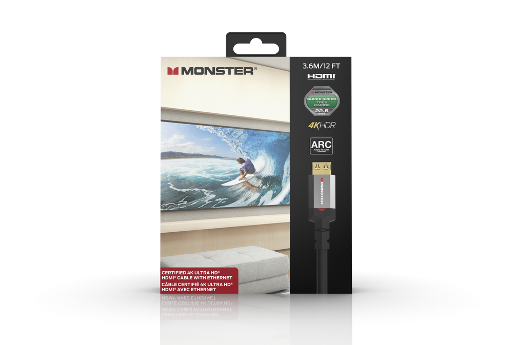 MONSTER CABLE HDMI ESSENTIALS UHD 4K HDR 22.5GBPS 3,60M