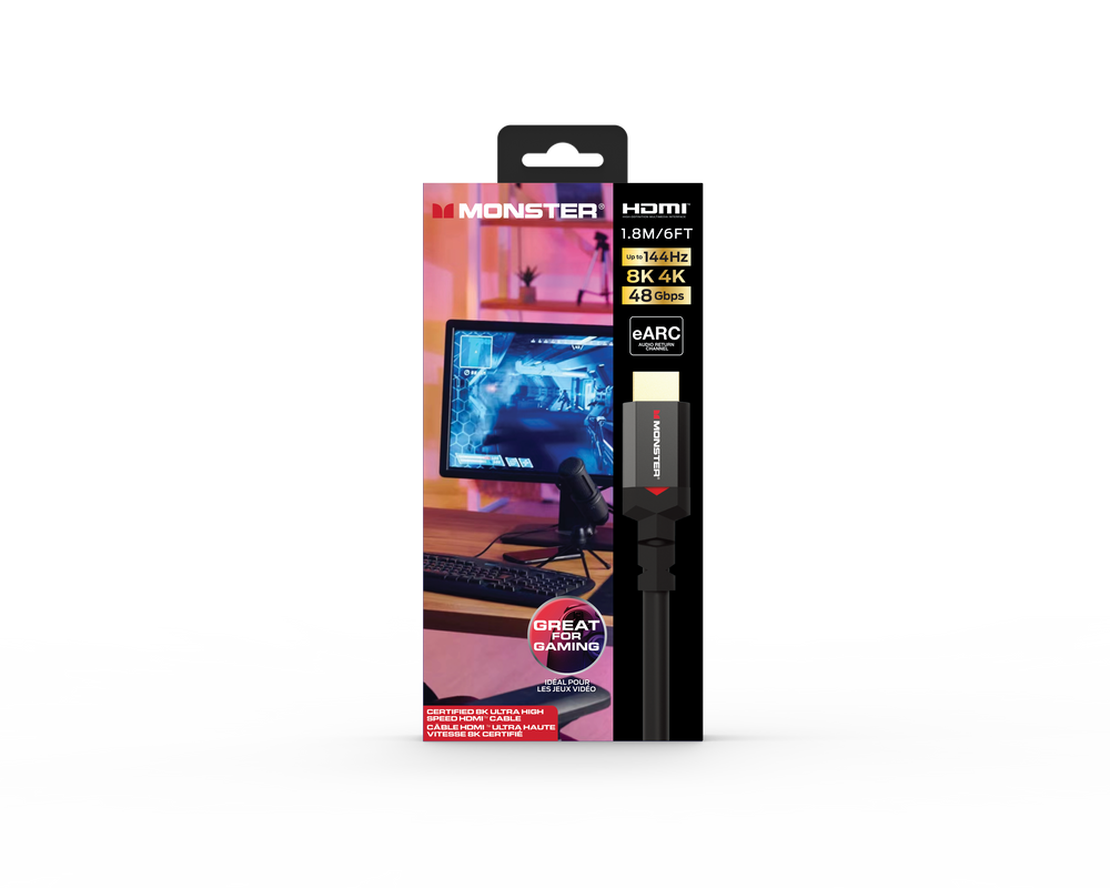 MONSTER CABLE HDMI PC GAMING UHD 4K- 144Hz 8K 60Hz DOLBY VISION HDR 48GBPS 1,80M