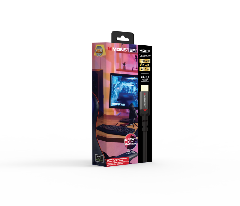 MONSTER CABLE HDMI PC GAMING UHD 4K- 144Hz 8K 60Hz DOLBY VISION HDR 48GBPS 1,80M