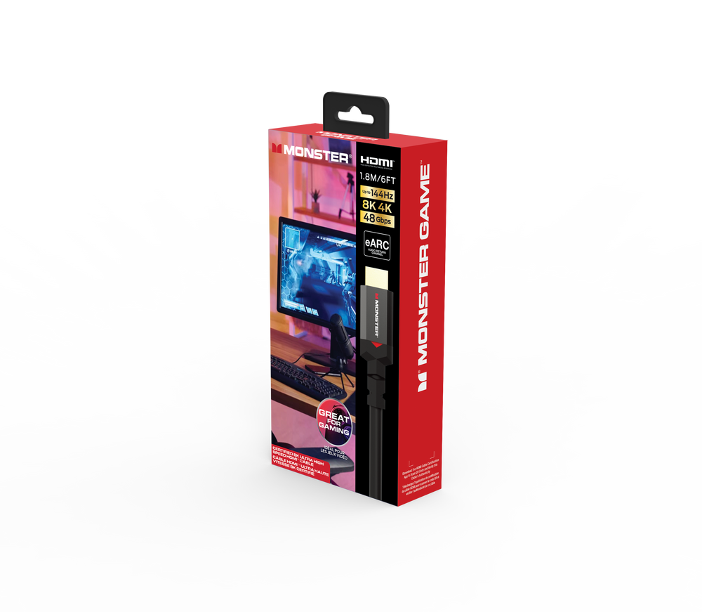 MONSTER CABLE HDMI PC GAMING UHD 4K- 144Hz 8K 60Hz DOLBY VISION HDR 48GBPS 1,80M