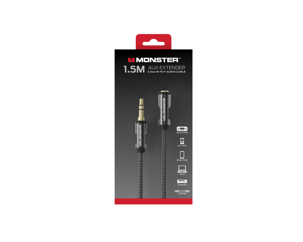 MONSTER ESSENTIALS EXTENTION CABLE AUDIO JACK3,5M VERS 3,5F 1,5M