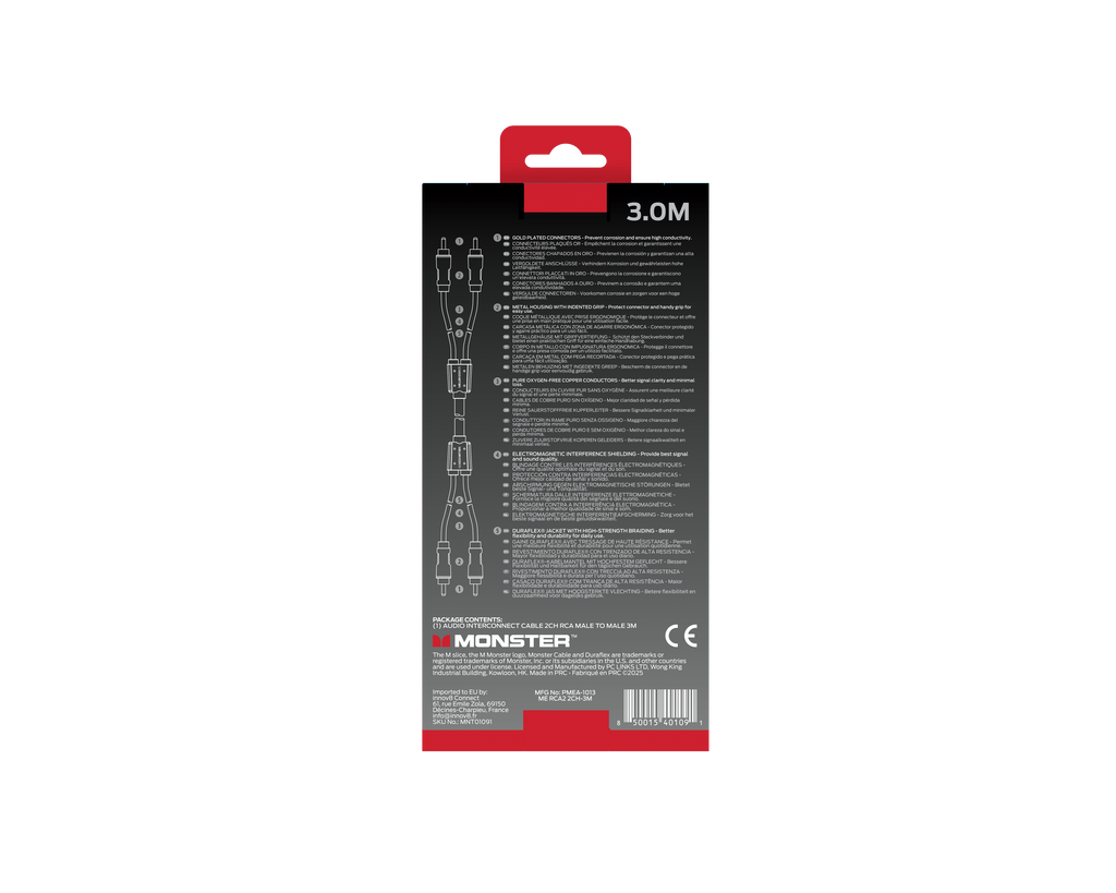 Monster Essentials MONSTER ESSENTIALS CABLE AUDIO INTERCONNEXION 2RCA M/M 1,5M – Monster