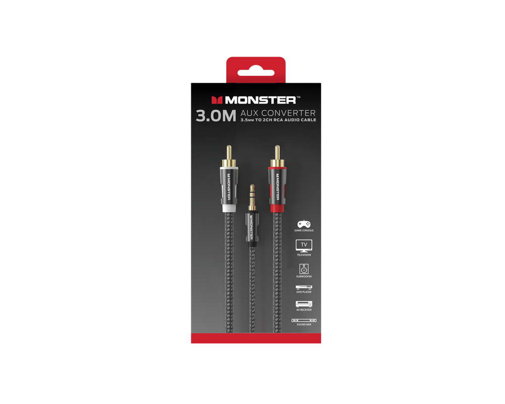 MONSTER ESSENTIALS CABLE AUDIO INTERCO JACK 3,5MM VERS 2RCA MALE 3M