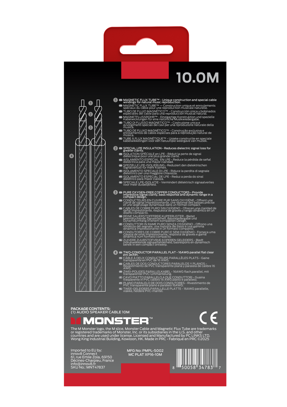 Monster Essentials MONSTER ESSENTIALS CABLE AUDIO POUR HAUT-PARLEUR 10M – Monster