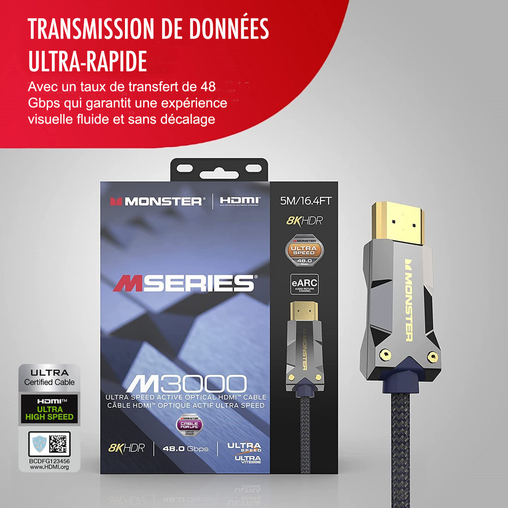 MONSTER CABLE HDMI 2.1 M3000 UHD 8K DOLBY VISION HDR 48GBPS AOC 5M – Monster