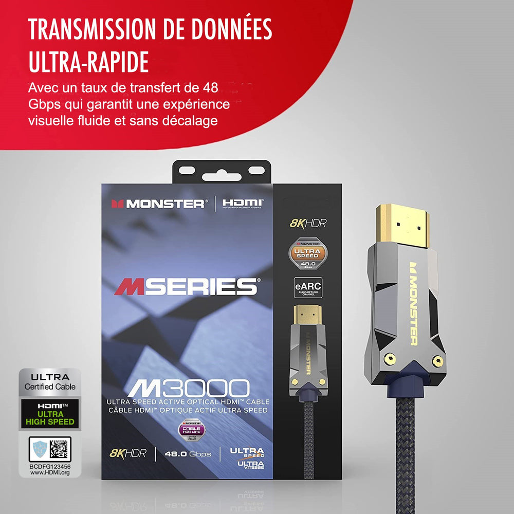 MONSTER CABLE HDMI 2.1 M3000 UHD 8K DOLBY VISION HDR 48GBPS AOC 10M