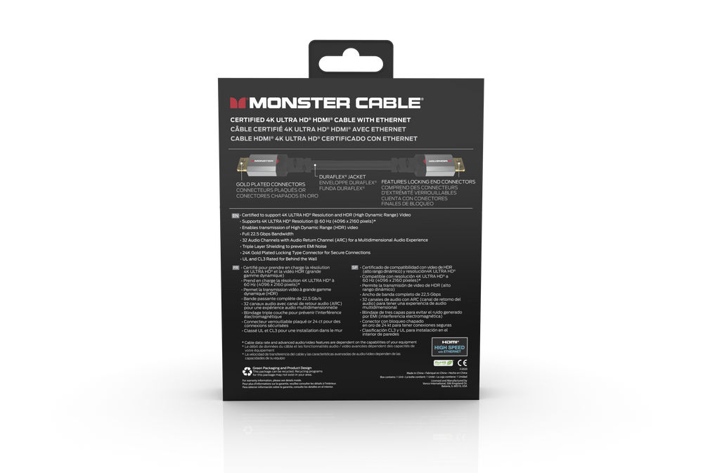 MONSTER CABLE HDMI ESSENTIALS UHD 4K HDR 22.5GBPS 4,50M